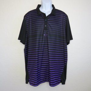 Oakley* Men's Short‎ Sleeve 3 Button Down Straight Hem Stripe Polo Shirt~ XXL